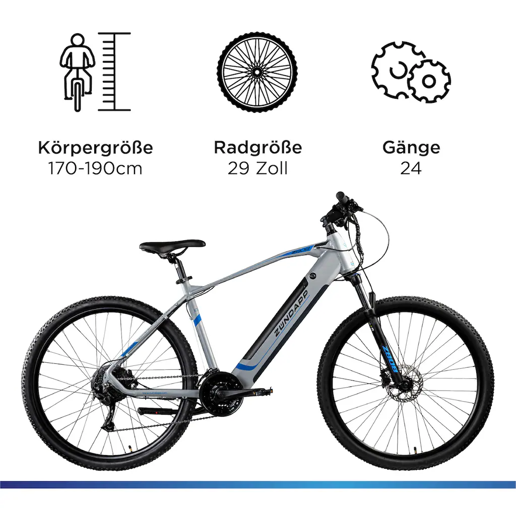Zündapp E-Bike »Z808« 24 Gang Heckmotor 250 W Pedelec Elektrofahrrad für Damen u. Herren MTB Mountainbike auf Rechnung Exklusive Angebote