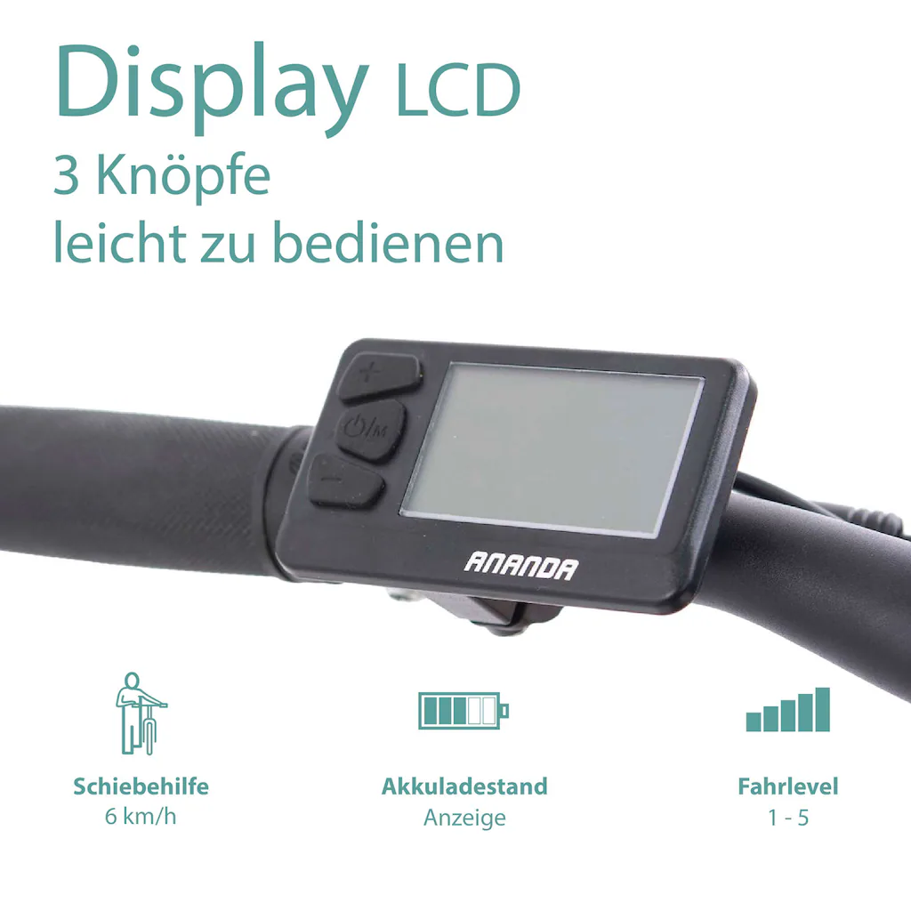 Tretwerk E-Bike »Commander« 9 Gang Shimano Altus M2000 Mittelmotor 250 W Pedelec Elektrofahrrad für Damen u. Herren MTB Mountainbike Neuheiten