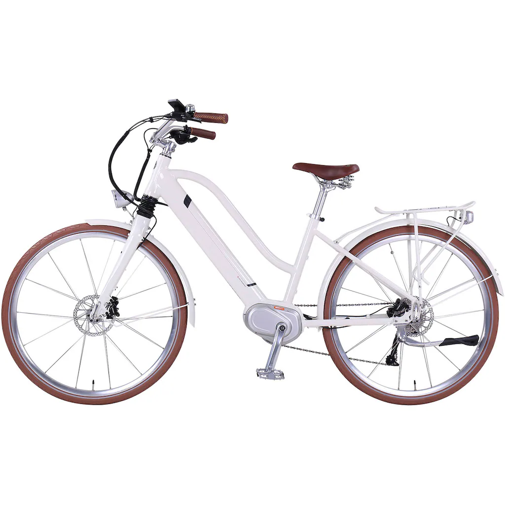 eGO Movement E-Bike »Classic 25 Cleopatra Trapez 45 cm Weiß 28"« 10 Gang Shimano Deore Mittelmotor 250 W Pedelec Elektrofahrrad für Damen u. Herren Cityrad auf Rechnung online bestellen Letzte 3 Tage