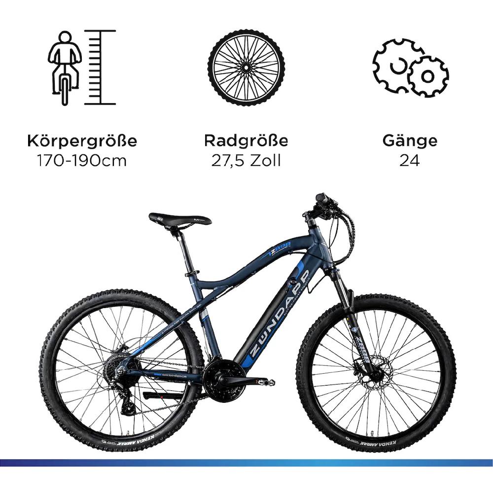 Zündapp E-Bike »Z898« 24 Gang Heckmotor 250 W E-Bike E Mountainbike 27 5 Zoll Pedelec 170 - 190 cm Hardtail MTB auf Rechnung kaufen Zeitbegrenzte Promotion