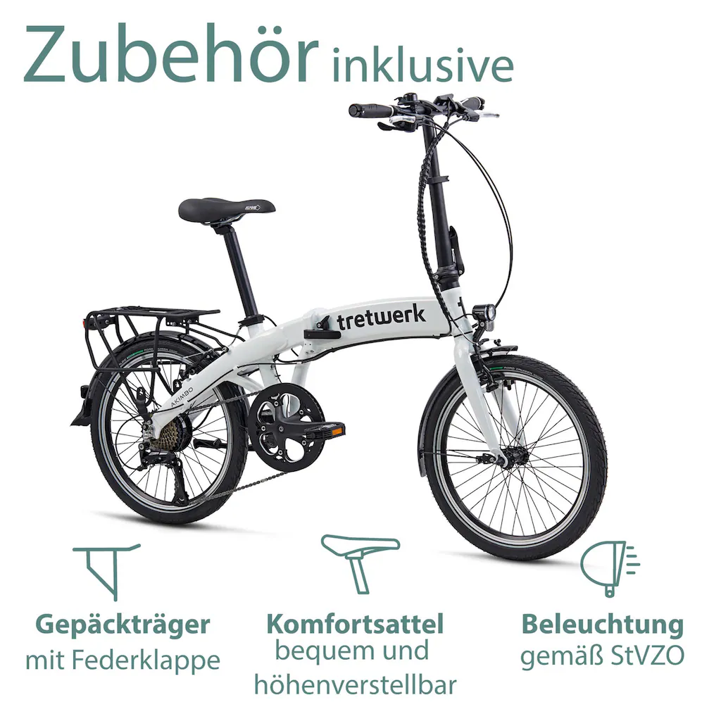 Tretwerk E-Bike »Akimbo« 8 Gang Shimano Acera M3020 SGS Heckmotor 250 W Pedelec Elektrofahrrad für Damen u. Herren Faltrad auf Rechnung online bestellen Riesige Rabatte