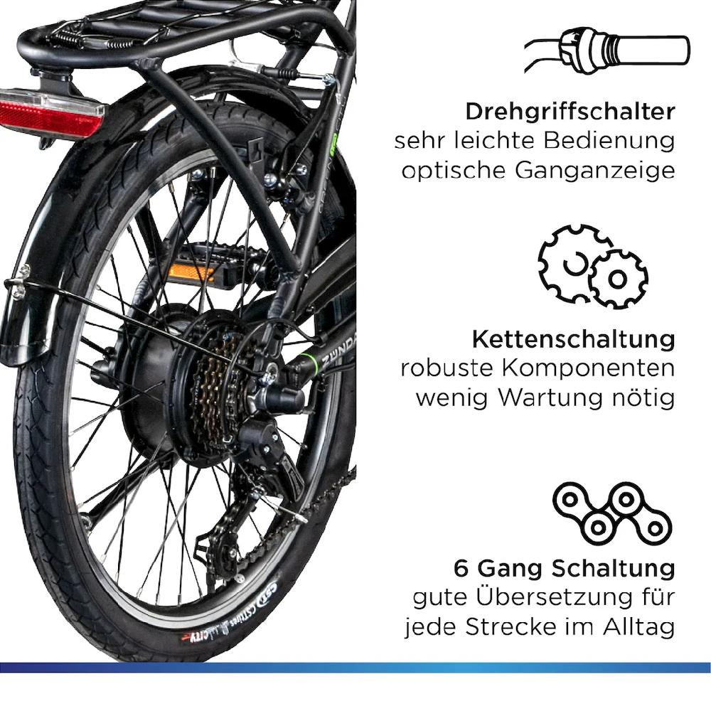 Zündapp E-Bike »Z101« 6 Gang Shimano Tourney RD-TY300 Heckmotor 250 W Pedelec Elektrofahrrad für Damen u. Herren Faltrad auf Rechnung kaufen 50% Rabatt für begrenzte Zeit