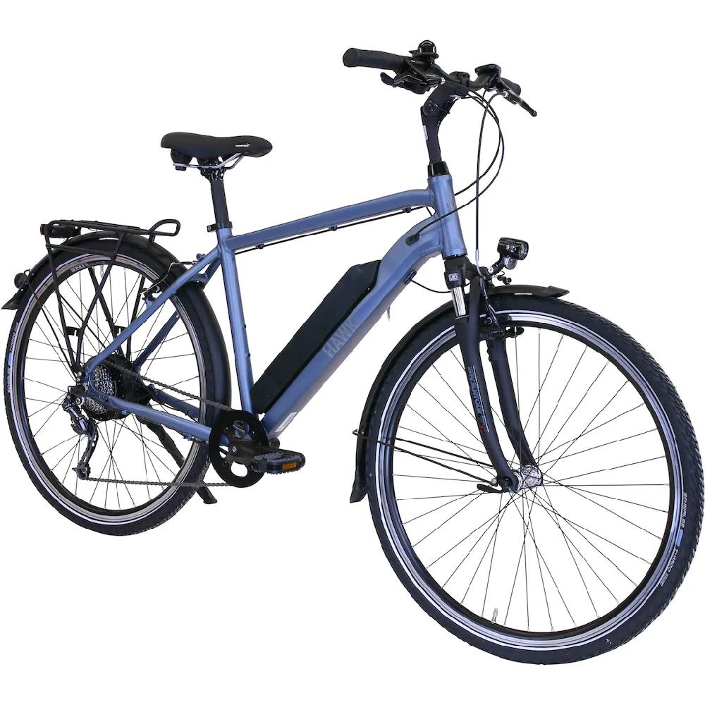HAWK Bikes E-Bike »eTrekking Gent« 8 Gang microSHIFT Microshift Heckmotor 250 W Pedelec Elektrofahrrad für Herren Trekkingrad Auslauf