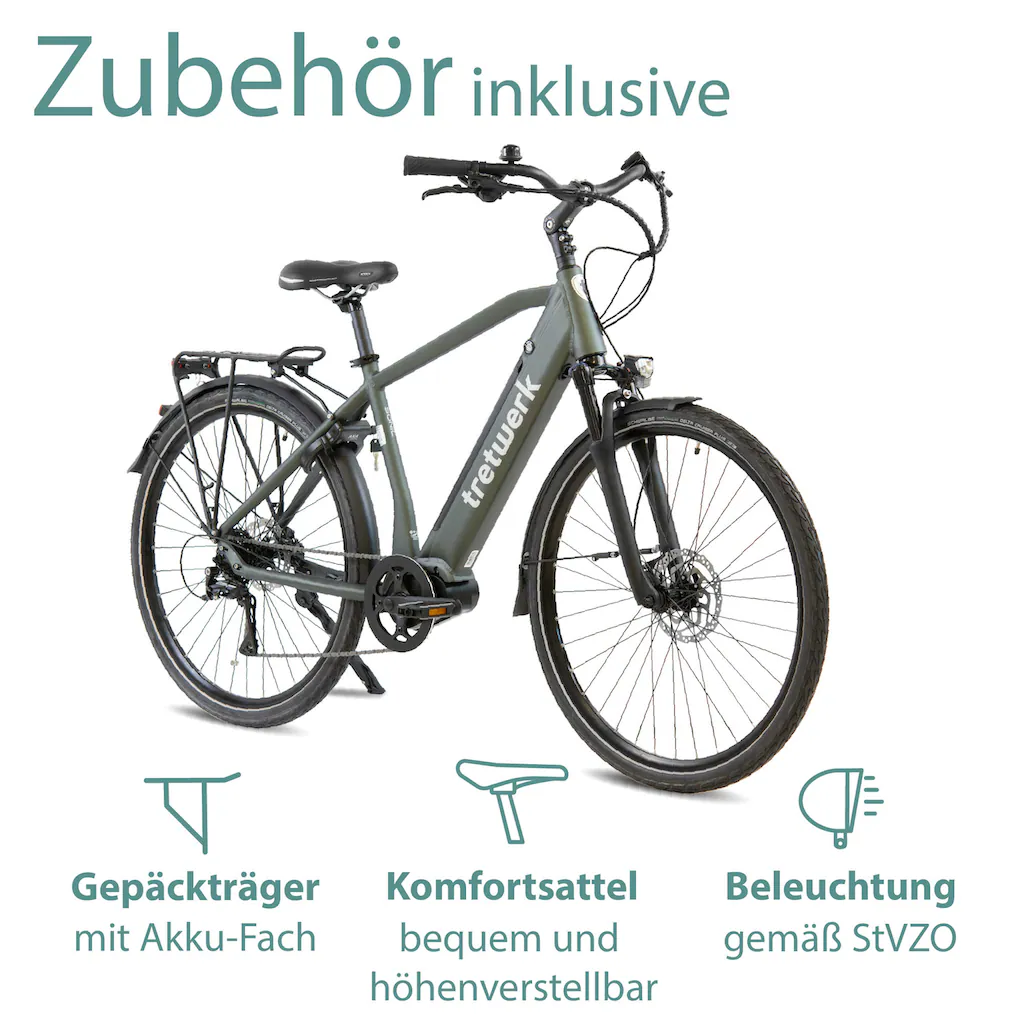 Tretwerk E-Bike »Sonic« 8 Gang Shimano Acera M3020 SGS Mittelmotor 250 W Pedelec Elektrofahrrad für Damen u. Herren Trekkingrad auf Rechnung Hotsell