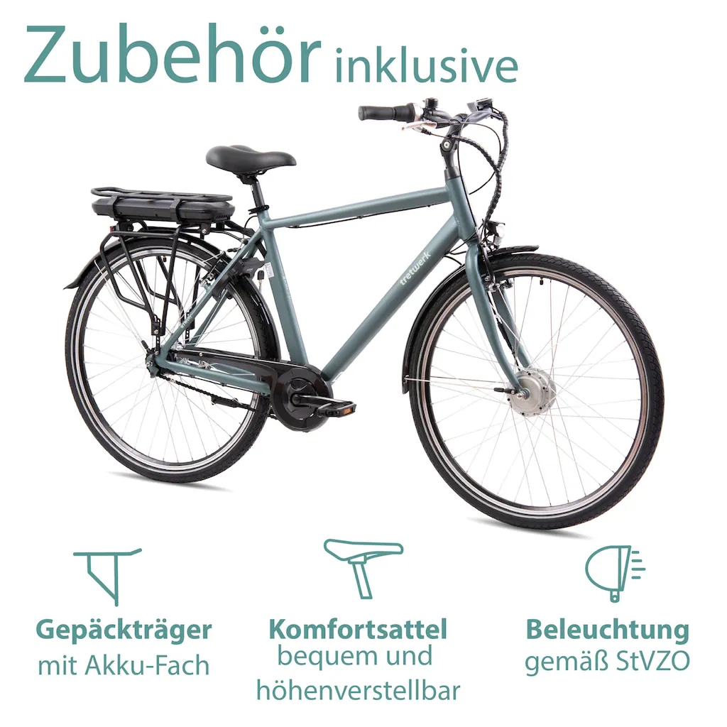 Tretwerk E-Bike »Mystic« 7 Gang Frontmotor 250 W Pedelec Elektrofahrrad für Damen u. Herren Trekkingrad auf Rechnung Black Friday