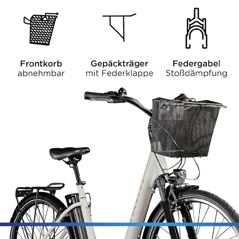 Zündapp E-Bike »Z510« 3 Gang Frontmotor 250 W E Bike 28 Zoll Damenfahrrad ab 155 cm mit 3 Gang Nabenschaltung Weihnachtsangebot