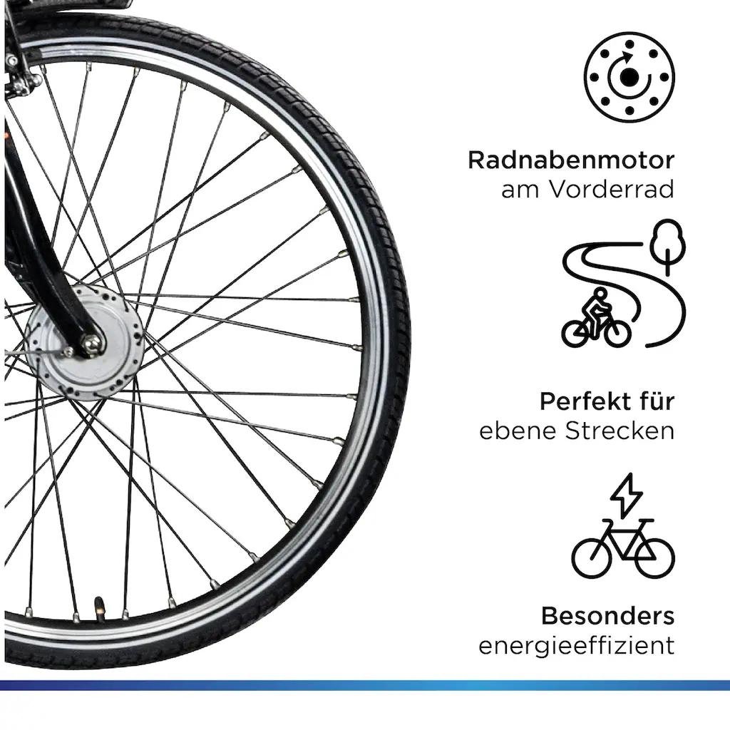 Zündapp E-Bike »Z510« 3 Gang Frontmotor 250 W E Bike 28 Zoll Damenfahrrad ab 155 cm mit 3 Gang Nabenschaltung Weihnachtsangebot