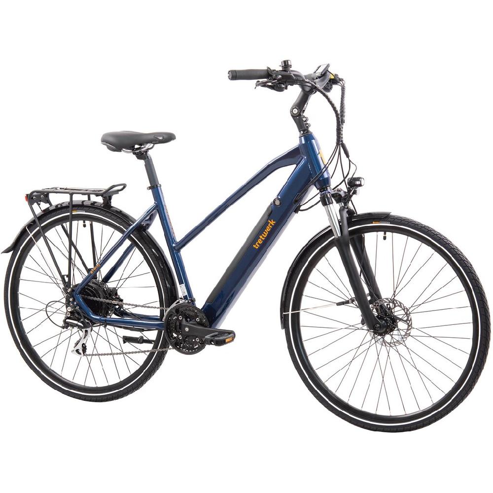 Tretwerk E-Bike »Seville 5.0« 24 Gang Shimano Heckmotor 250 W Pedelec Elektrofahrrad für Damen u. Herren Trekkingrad auf Rechnung Muttertagsangebot