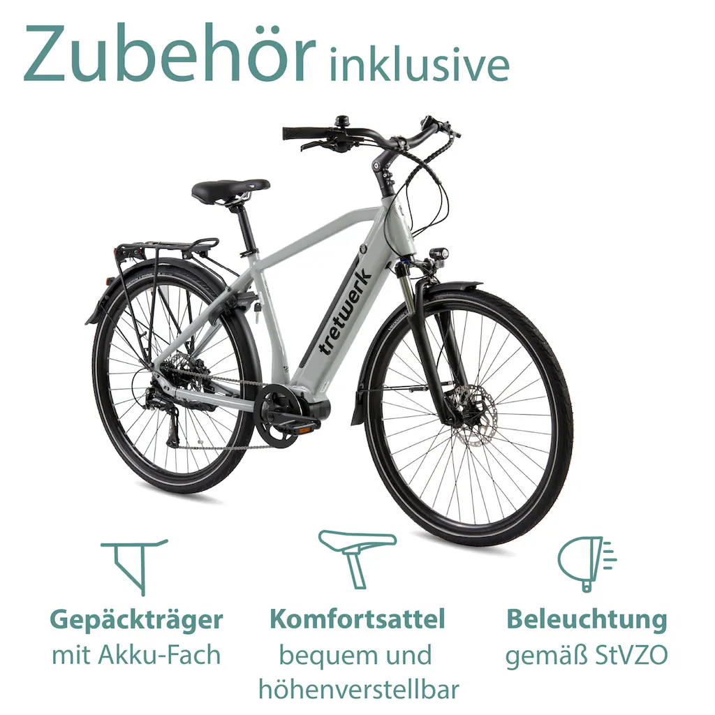 Tretwerk E-Bike »Sonic« 8 Gang Shimano Acera M3020 SGS Mittelmotor 250 W Pedelec Elektrofahrrad für Damen u. Herren Trekkingrad Jubiläumsangebot