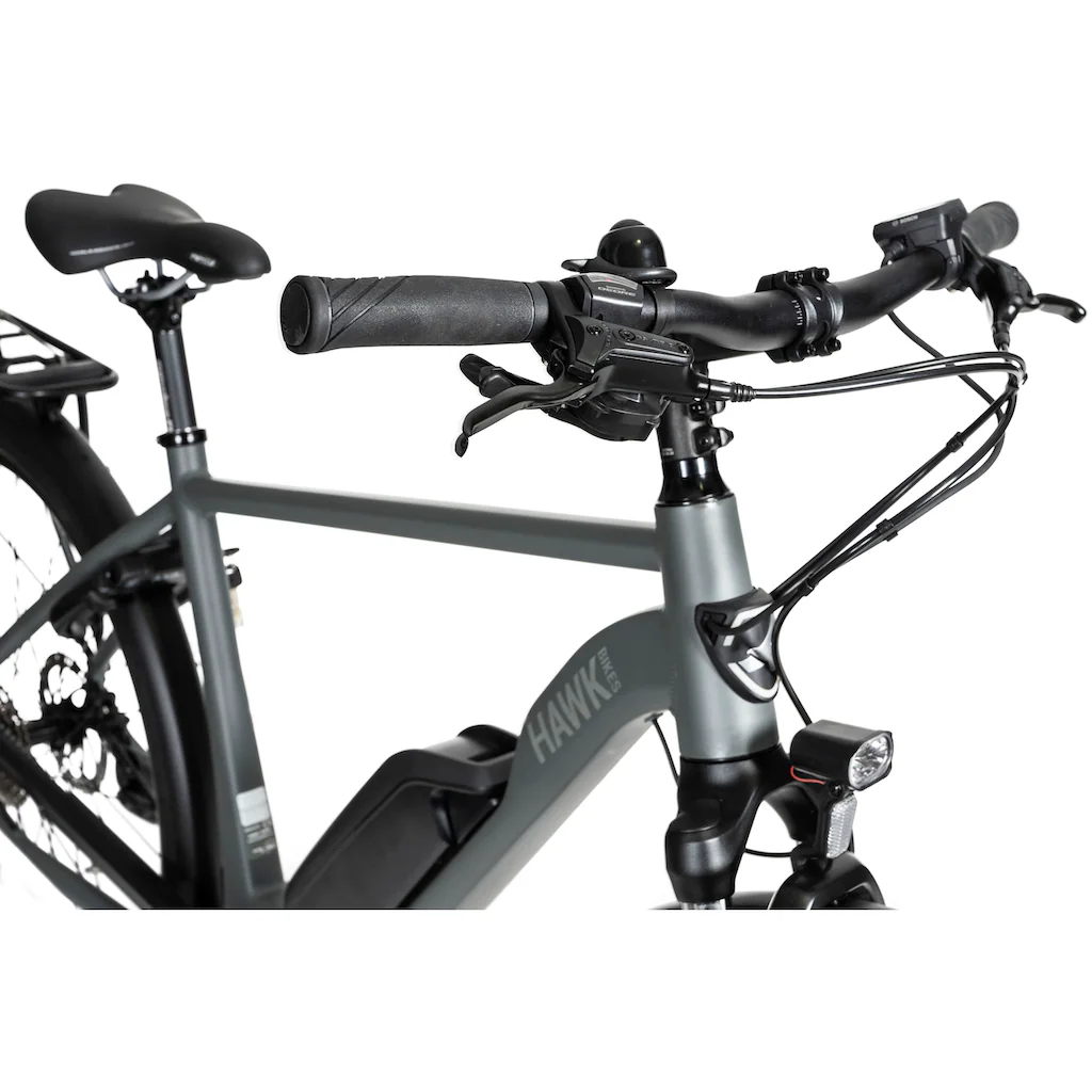 HAWK Bikes E-Bike »E-Trekking 500 Gent« 10 Gang Shimano Deore Mittelmotor 250 W Pedelec Elektrofahrrad für Damen u. Herren Trekkingrad auf Rechnung Räumungsverkauf