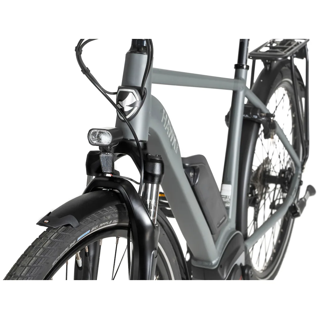 HAWK Bikes E-Bike »E-Trekking 500 Gent« 10 Gang Shimano Deore Mittelmotor 250 W Pedelec Elektrofahrrad für Damen u. Herren Trekkingrad auf Rechnung Räumungsverkauf
