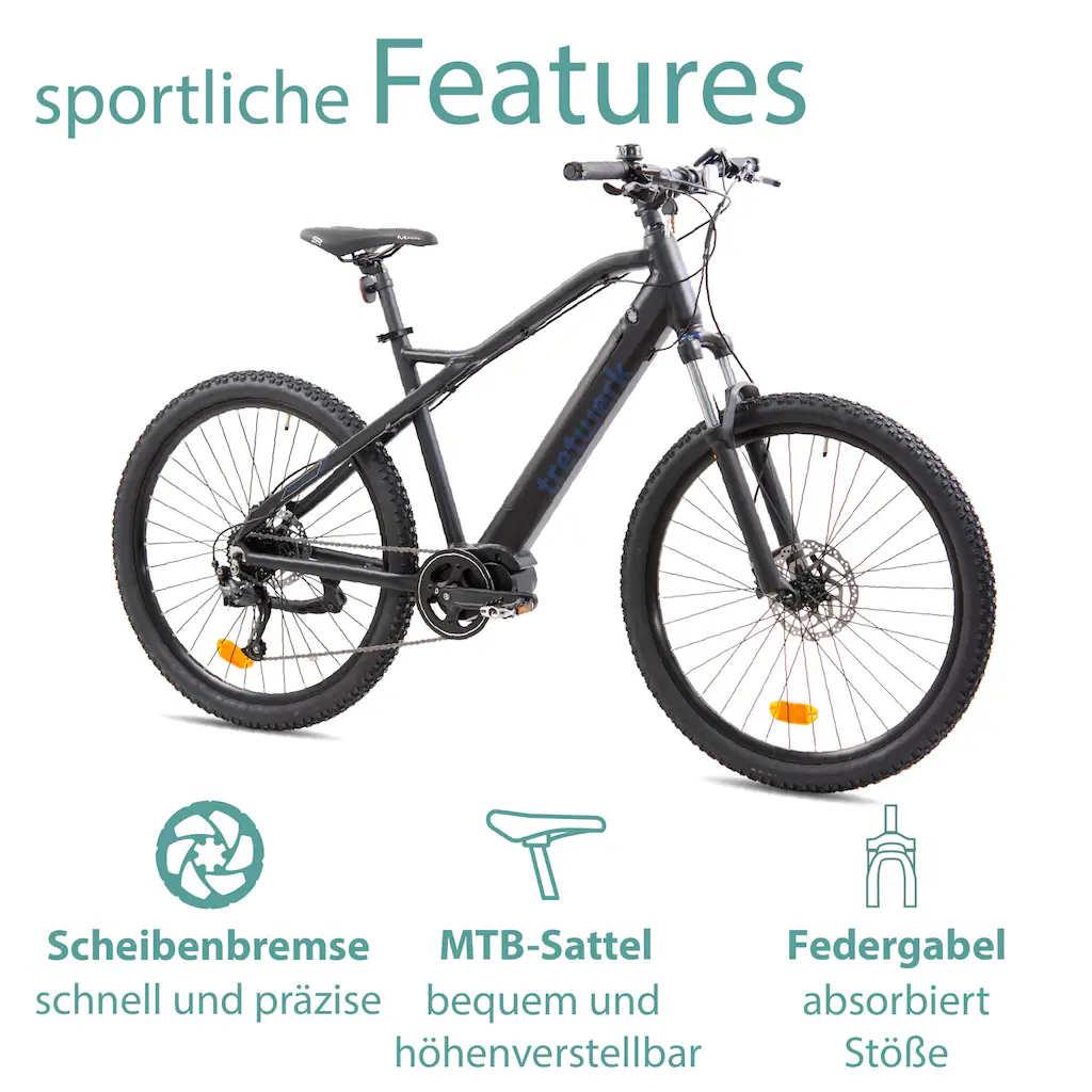 Tretwerk E-Bike »Commander« 9 Gang Shimano Altus M2000 Mittelmotor 250 W Pedelec Elektrofahrrad für Damen u. Herren MTB Mountainbike auf Rechnung online kaufen Tiefpreis