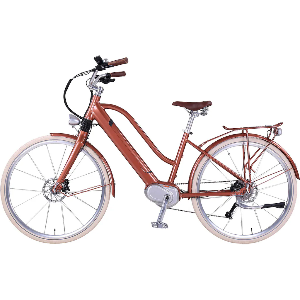 eGO Movement E-Bike »Classic 25 Cleopatra Trapez 45 cm Bronze 28"« 10 Gang Shimano Deore Mittelmotor 250 W Pedelec Elektrofahrrad für Damen u. Herren Cityrad auf Raten Letzter Tag