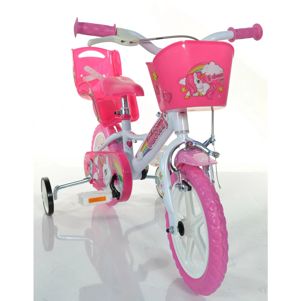 Dino Kinderfahrrad »Unicorn Einhorn 12 Zoll« 1 Gang mit Stützrädern Korb und Puppensitz Versandkostenfrei