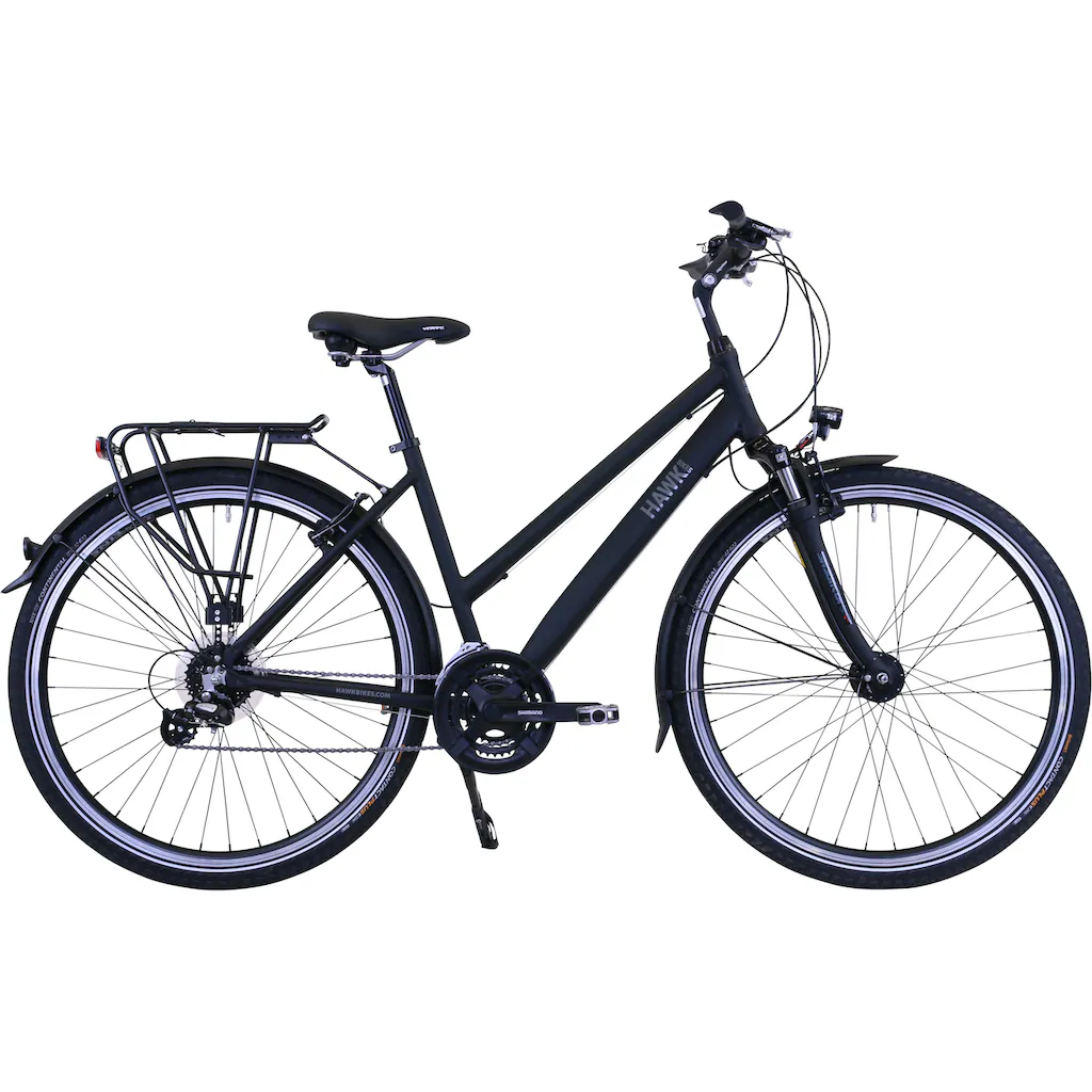 HAWK Bikes Trekkingrad »Trekking Lady Premium Black« 24 Gang microSHIFT für Damen und Herren auf Raten JETZT KAUFEN