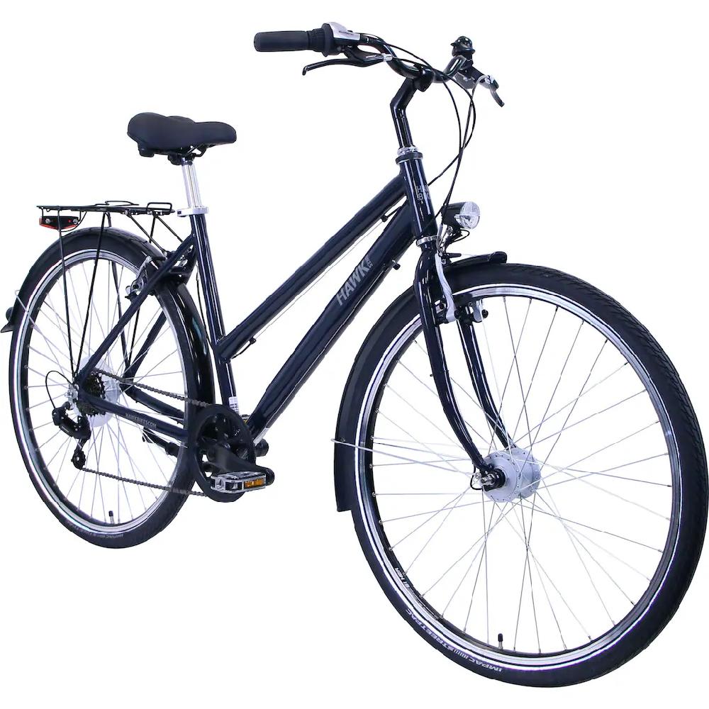 HAWK Bikes Cityrad »CITYTREK EASY BLUE LADY« 7 Gang Shimano Tourney Schaltwerk Kettenschaltung für Damen und Herren Kettenschaltung auf Raten Riesige Ersparnisse