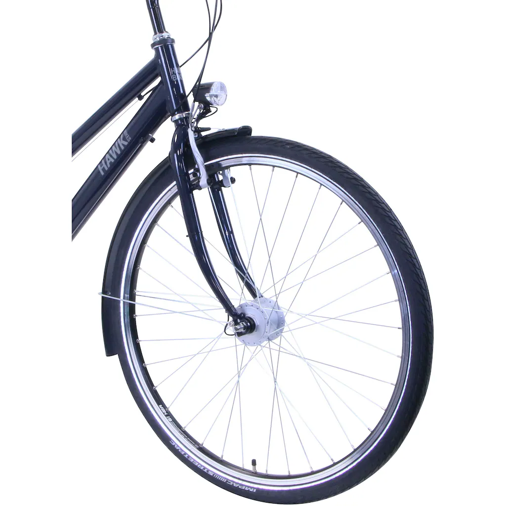 HAWK Bikes Cityrad »CITYTREK EASY BLUE LADY« 7 Gang Shimano Tourney Schaltwerk Kettenschaltung für Damen und Herren Kettenschaltung auf Raten Riesige Ersparnisse
