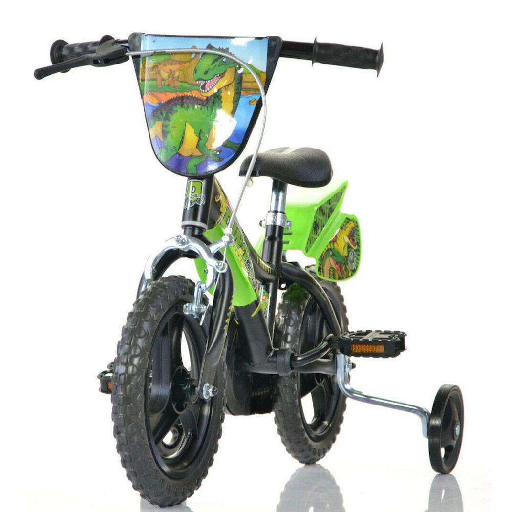 Dino Kinderfahrrad »Dinosaurier T-Rex 12 Zoll« 1 Gang mit Stützrädern Frontschild und coolen Schutzblechen auf Raten Black Friday Preise