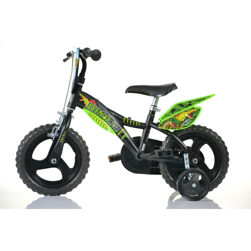 Dino Kinderfahrrad »Dinosaurier T-Rex 12 Zoll« 1 Gang mit Stützrädern Frontschild und coolen Schutzblechen auf Raten Black Friday Preise