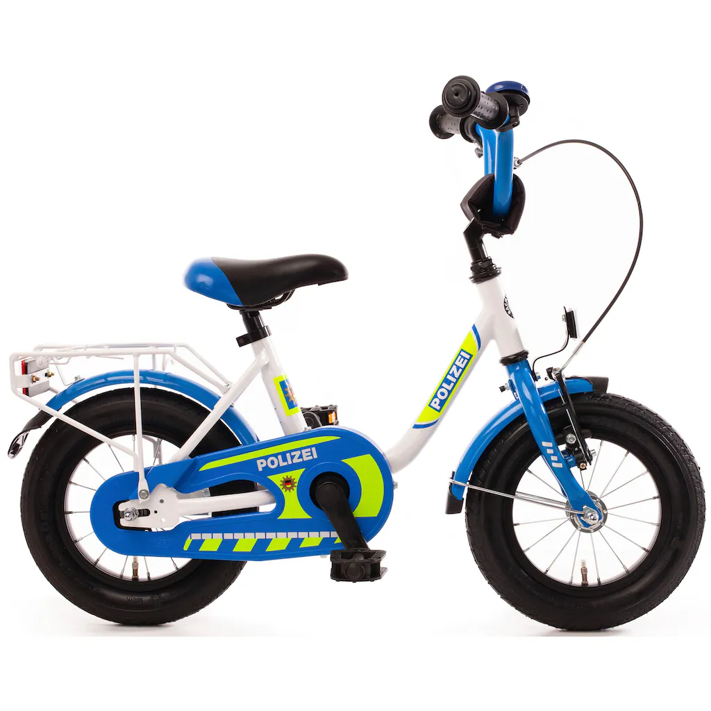 Bachtenkirch Kinderfahrrad »12" Kinderfahrrad "POLIZEI" kristall-weiß/blau/neon« 1 Gang ohne Schaltung auf Rechnung kaufen Vatertagsangebot