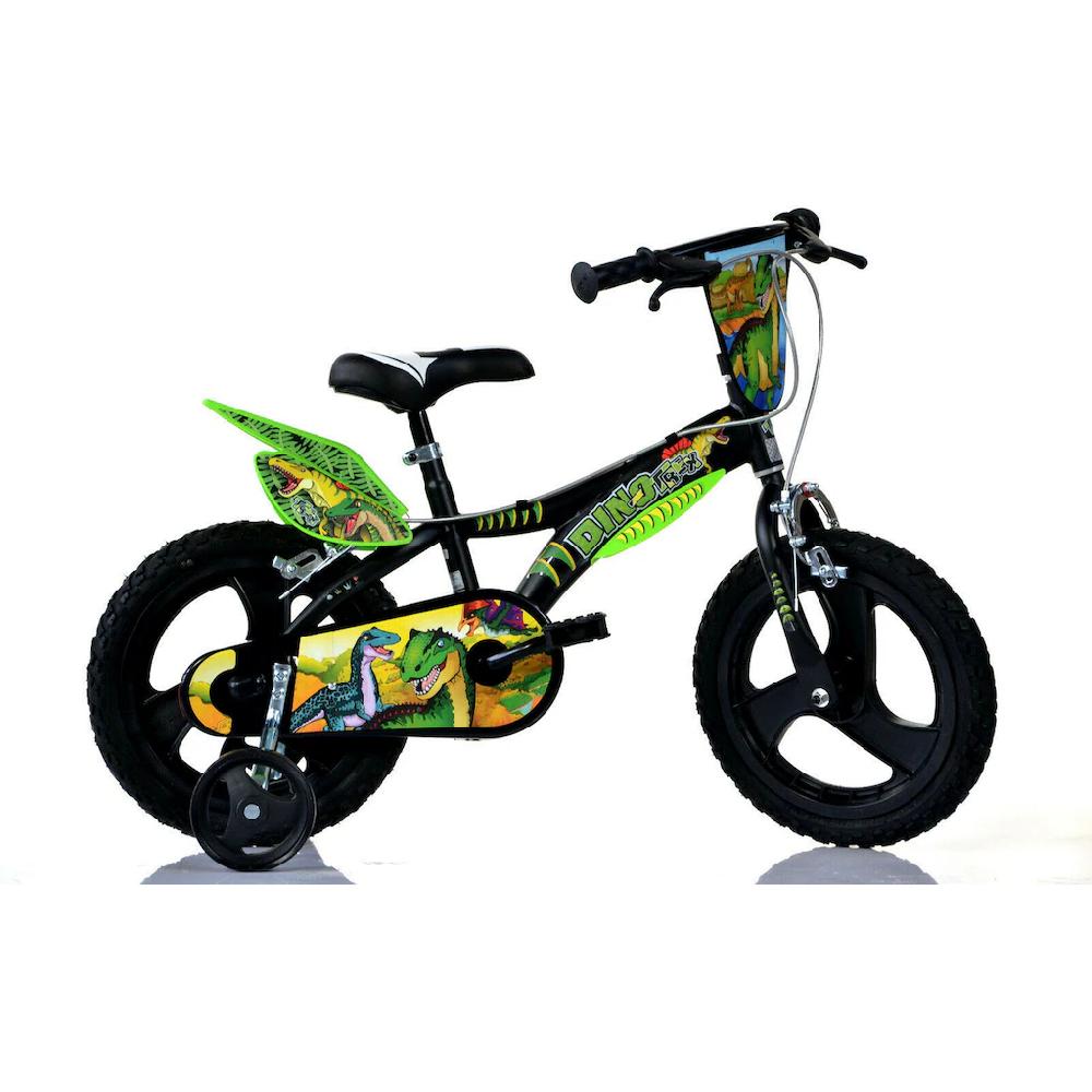 Dino Kinderfahrrad »Dinosaurier T-Rex« 1 Gang mit Stützrädern Frontschild und coolen Schutzblechen