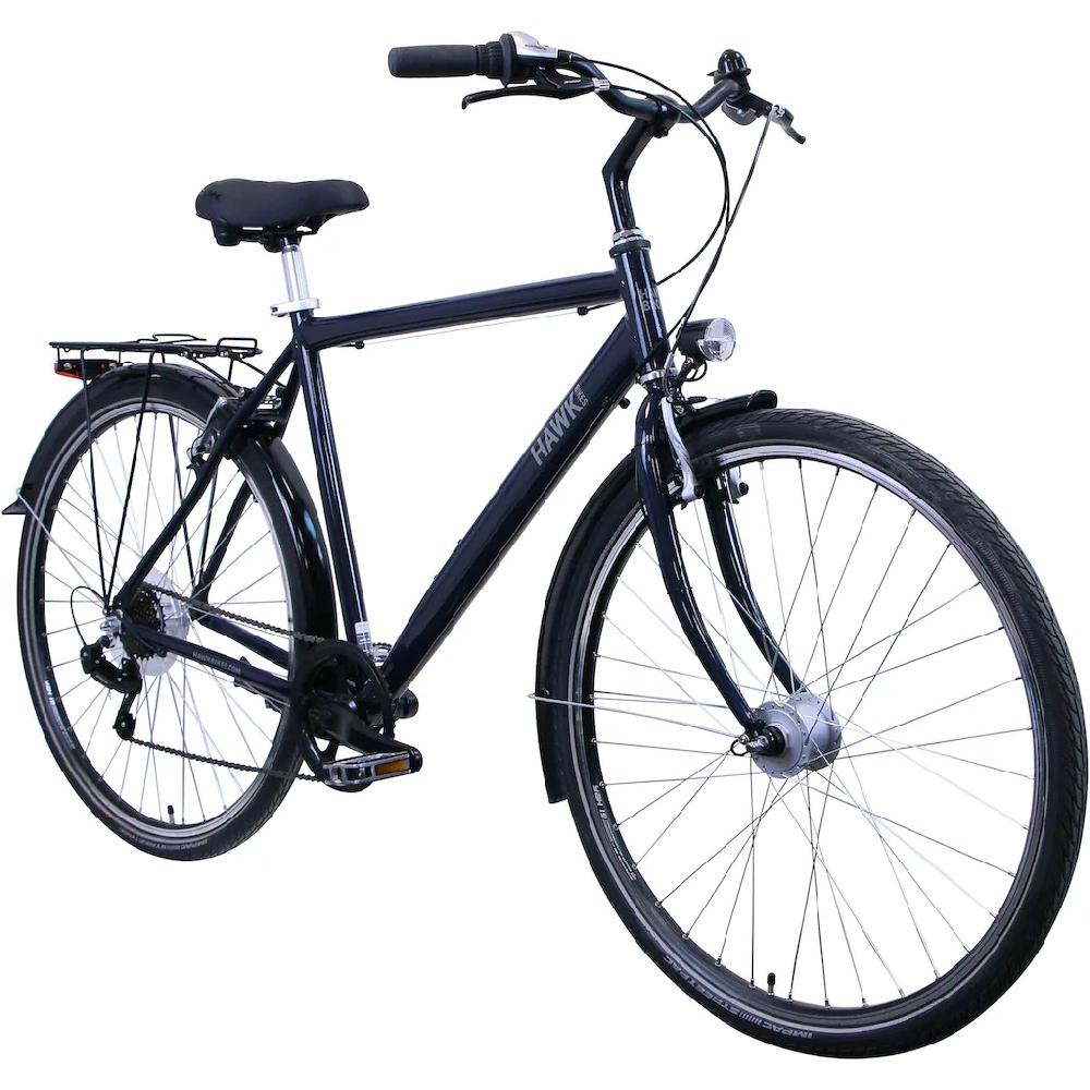 HAWK Bikes Cityrad »CityTrek Easy Blue Gent« 7 Gang Shimano Tourney Schaltwerk Kettenschaltung für Damen und Herren Kettenschaltung auf Raten Outlet