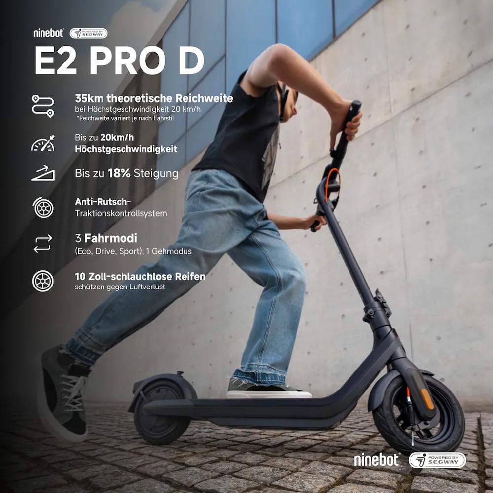 ninebot by Segway E-Scooter »KickScooter E2 PRO D« Electric Scooter mit Straßenzulassung bis zu 35 km Reichweite Fabrikpreis