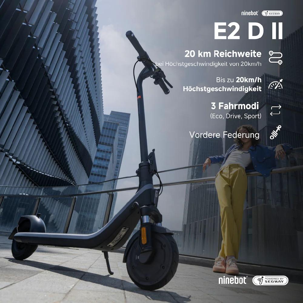 ninebot by Segway E-Scooter »KickScooter E2 D II« Electric Scooter mit Straßenzulassung bis zu 25 km Reichweite Saisonschlussverkauf