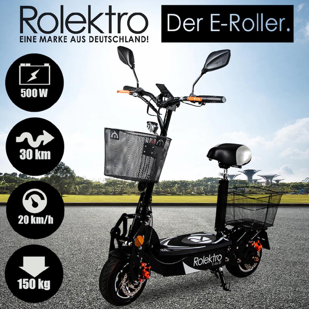 Rolektro E-Mofaroller »E-Joy 20 Schwarz 36V-12AH Blei-Gel Akku 500 Watt« bis zu 30 km Reichweite Osterangebot