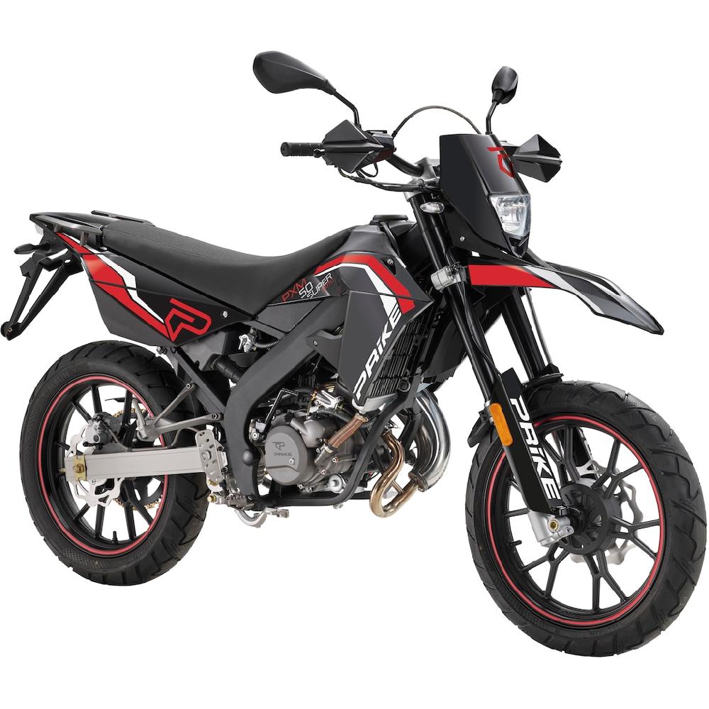 PRIKE Motorrad »PRIKE PXM 50 Supermoto E5 schwarz/rot« 50 cm³ 45 km/h Euro 5 4 7 PS auf Rechnung Jubiläumsangebot