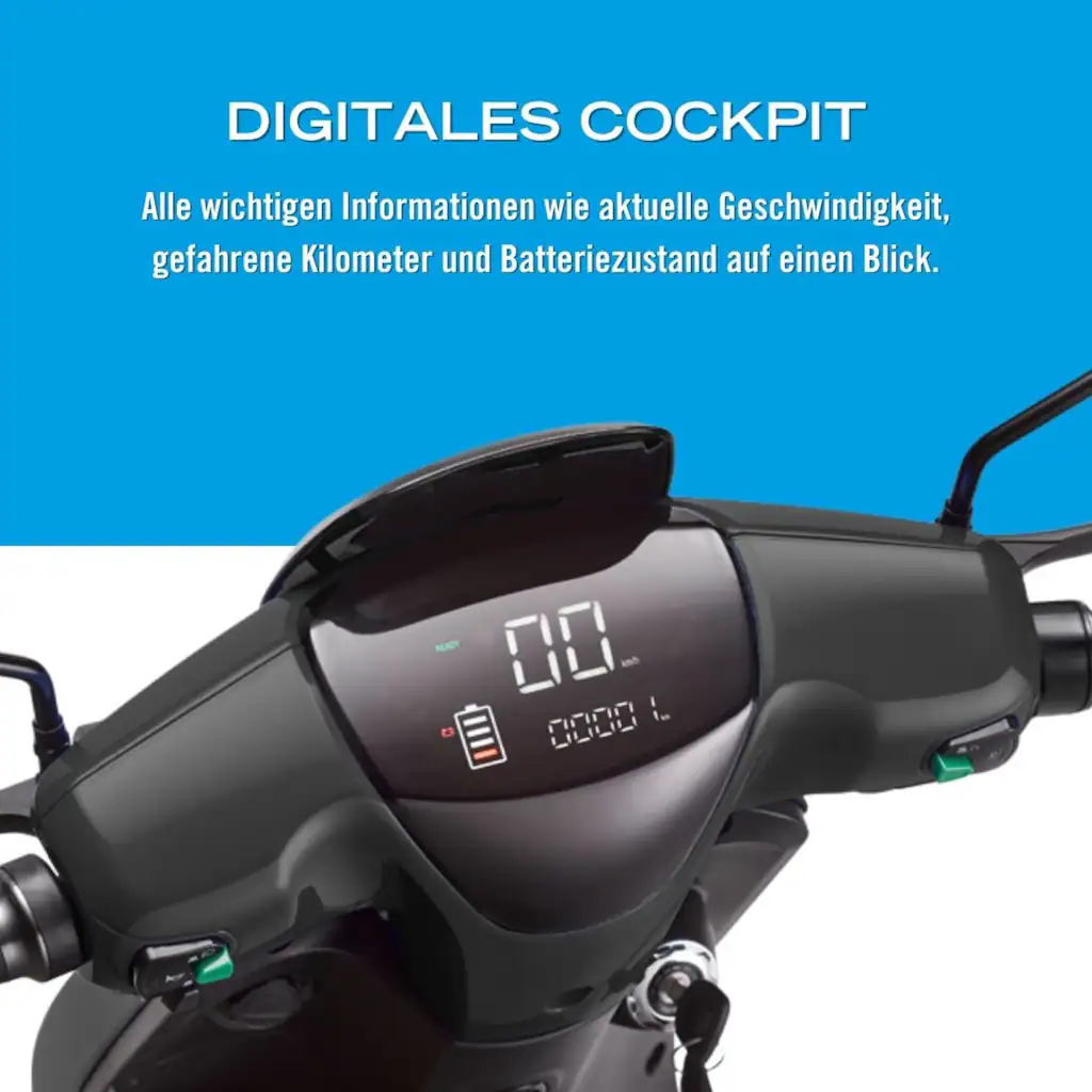 Blu:s E-Mofaroller »XT2000« bis zu 59 km Reichweite mit Straßenzul. 2 Sitzplätze für Erwachsene auf Rechnung online bestellen Lagerräumung