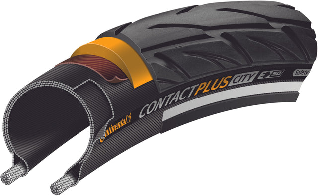 Continental Continental Contact Plus City E-50 Drahtreifen 28x1.60" Reflex schwarz &vert; fahrrad.de Günstig kaufen